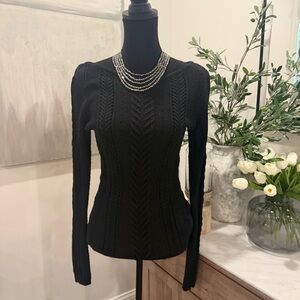 White House Black Market Black Cable Knit Sweater